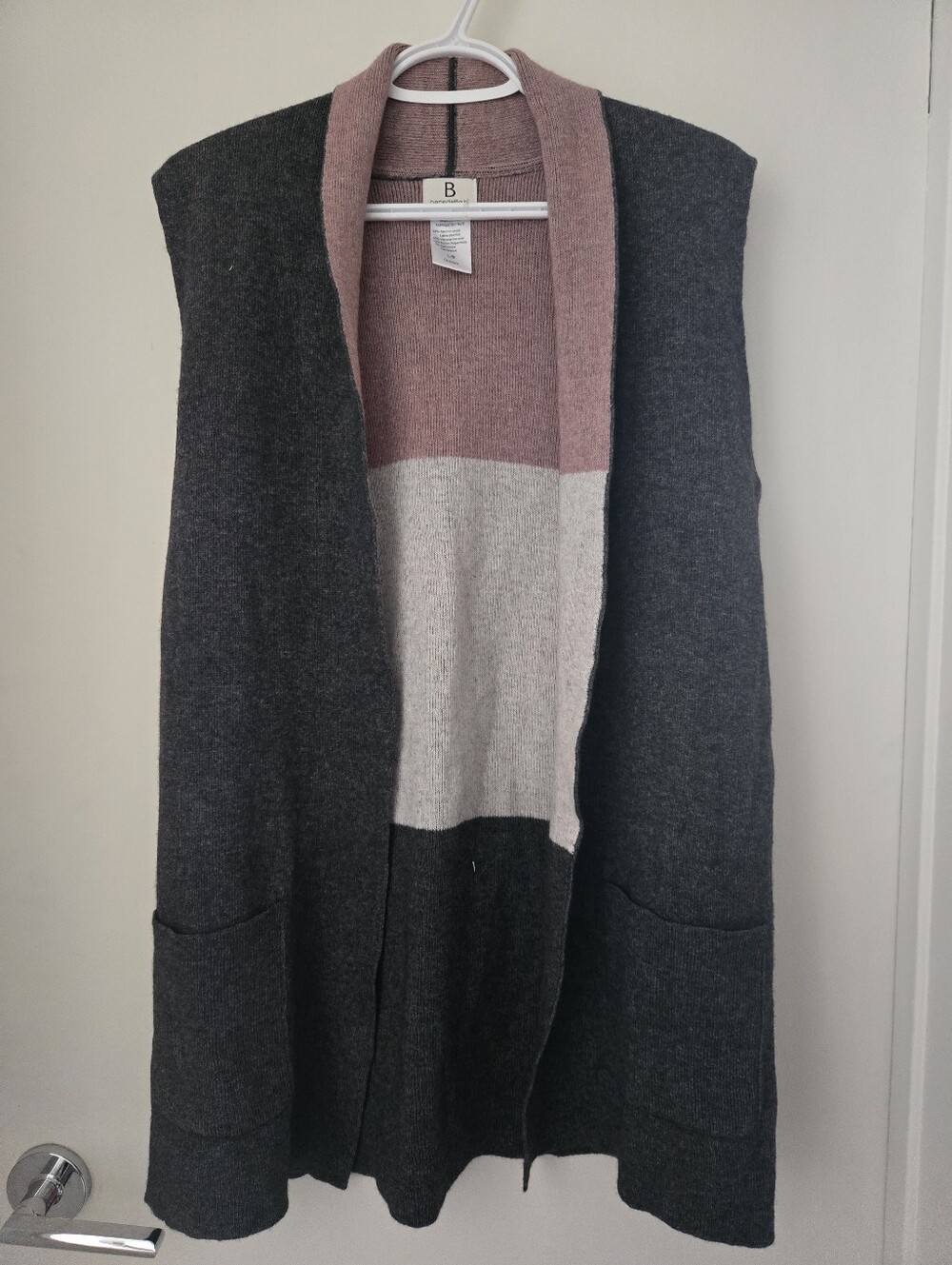 Ladies Open-Front Sleeveless Cardigan - L